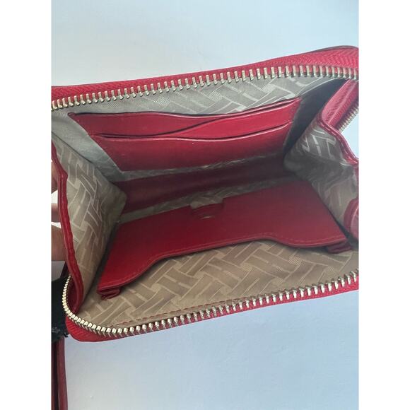 COLE HAAN Red Leather Zip Around Wallet Wristlet Clutch - Picture 6 of 8